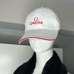 Omega White and Red Cotton Canvas Adjustable Logo Sizing Strap